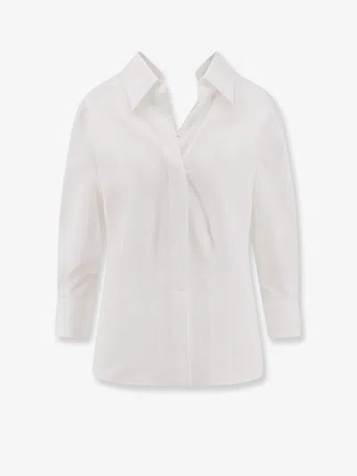 Givenchy Womens White Slashed Open-collar Cotton Shirt In White