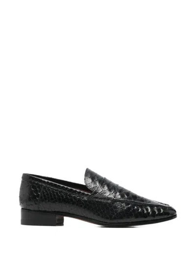 Paris Texas Loafers In Black Printed Python Leather In Black