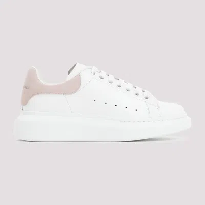 Alexander Mcqueen Women White Low Top Sneakers With Logo Lettering On Tongue And Heel In Leather Wom