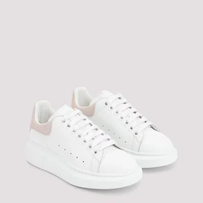 Alexander Mcqueen Women White Low Top Sneakers With Logo Lettering On Tongue And Heel In Leather Wom