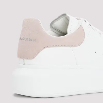 Alexander Mcqueen Women White Low Top Sneakers With Logo Lettering On Tongue And Heel In Leather Wom