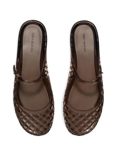 Tory Burch Mellow Jelly Mary Jane Ballerina Mules In Purple