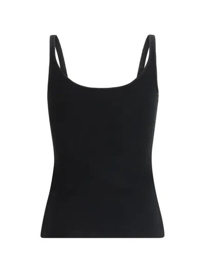 Off-white Stretch Cotton Tank Top Scoop Neckline In Black