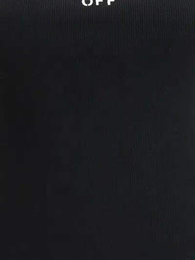 Off-white Stretch Cotton Tank Top Scoop Neckline In Black