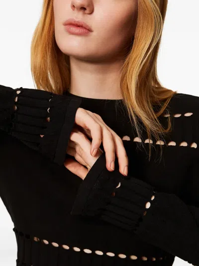 Twinset Openwork Sweater In Black