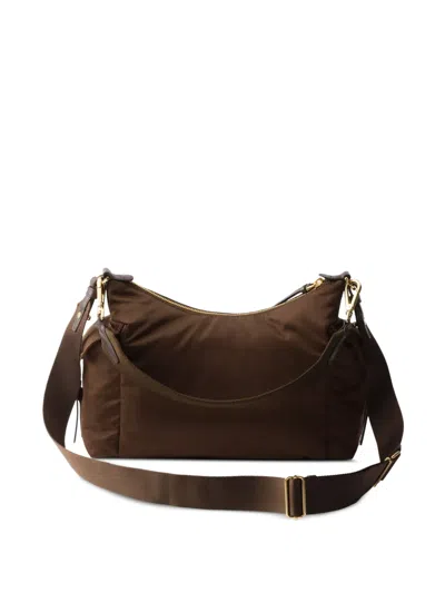 Prada Large Explore Leather Shoulder Bag In Brown