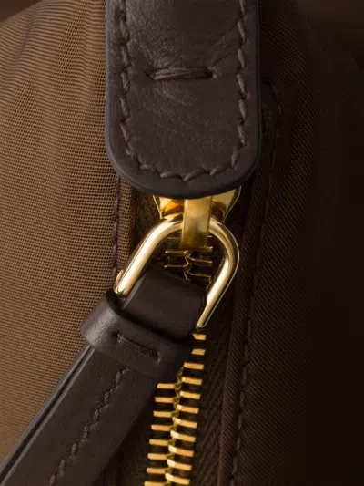 Prada Large Explore Leather Shoulder Bag In Brown