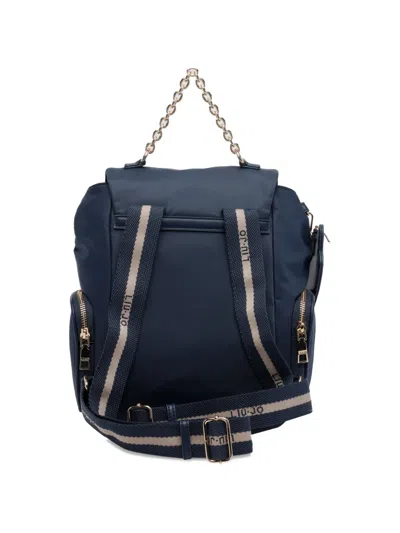 Liu •jo Logo Push-lock Backpack In Blue