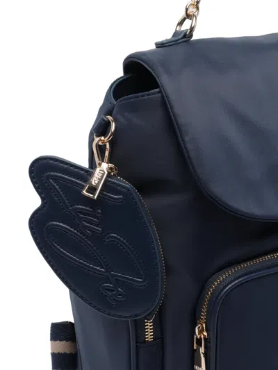 Liu •jo Logo Push-lock Backpack In Blue