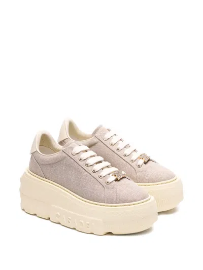 Casadei Nexus Solar Eclipse Platform Logo Sneakers In Neutral