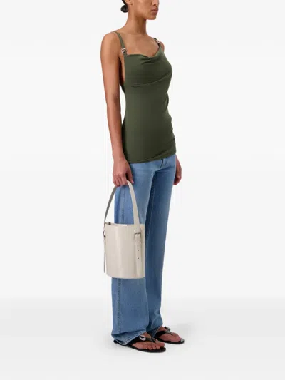 Coperni Draped Strap Logo Blouse In Green