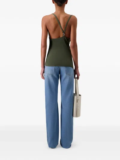 Coperni Draped Strap Logo Blouse In Green