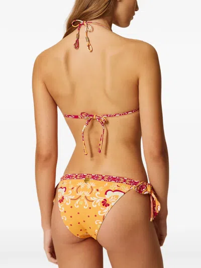 Twinset Printed Bikini Bottom In Orange