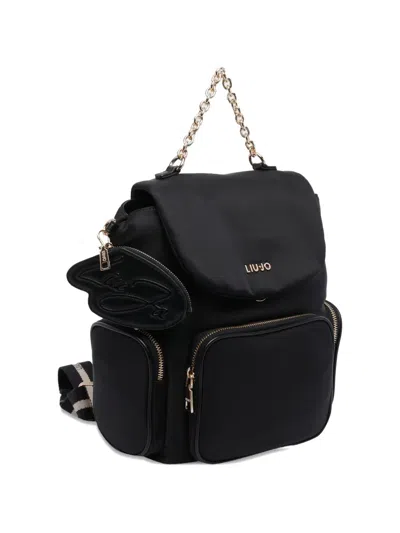 Liu •jo Logo Chain Backpack In Black