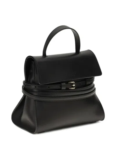 Moschino Structured Sheepskin Shoulder Bag In Black