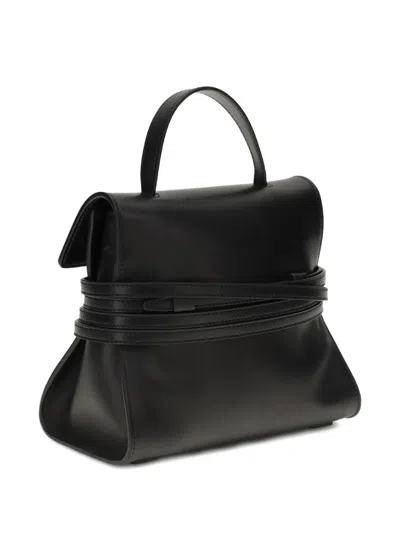 Moschino Structured Sheepskin Shoulder Bag In Black