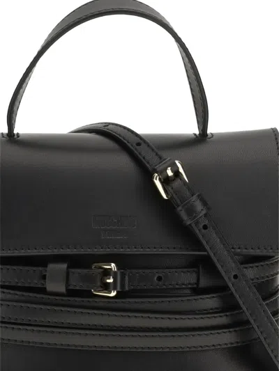 Moschino Structured Sheepskin Shoulder Bag In Black