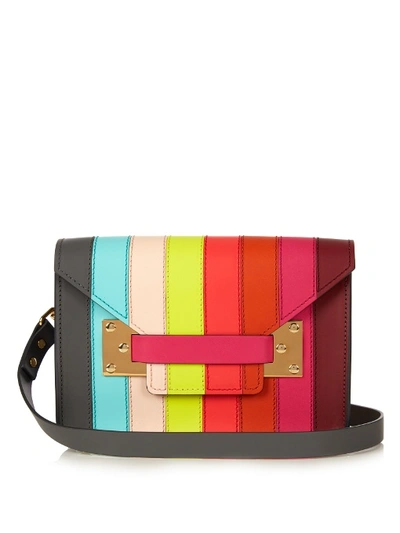 Sophie Hulme Rainbow Mini Milner Saddle Leather Envelope Bag In Charcoal-grey