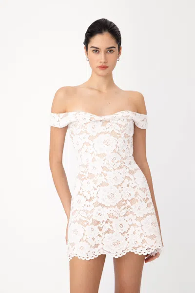 Sau Lee Daphne Lace Mini Dress In White
