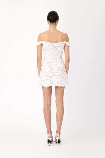 Sau Lee Daphne Lace Mini Dress In White