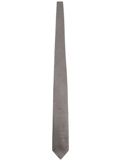 Tom Ford Silk Tie Slim Design Geometric Pattern In Gray