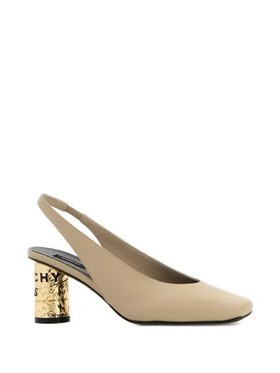 Givenchy Leather Slingback Pumps Block Heel Square In Metallic