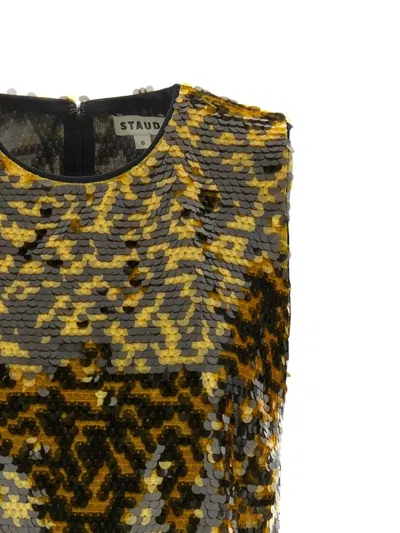 Staud Seraphina Sequin-embellishment Sleeveless Top In Animal Print