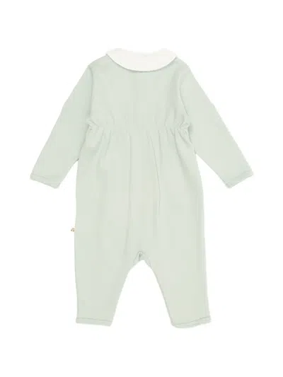 Bonpoint Embroidered Collared Romper In Green