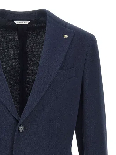 Manuel Ritz Patch-pocket Single-breasted Blazer In Blue