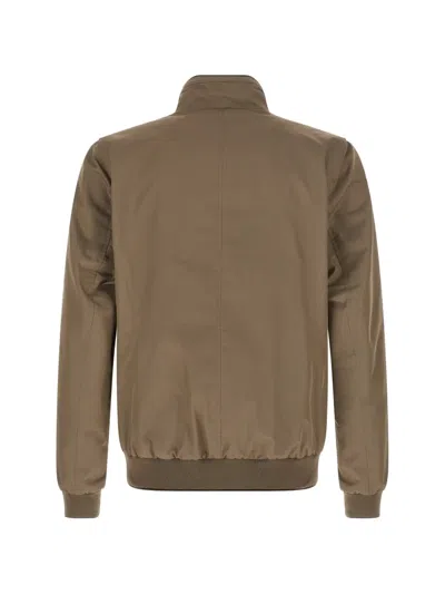 Moorer Polyester Manetti Jacket High Collar Design In Brown