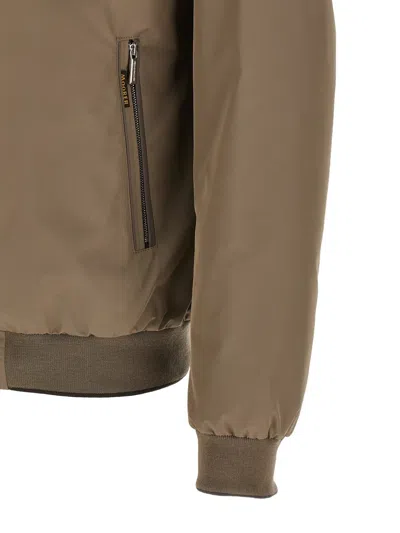 Moorer Polyester Manetti Jacket High Collar Design In Brown