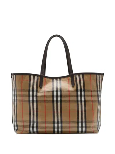 Burberry Medium Tote Bag Highlands Rectangular Check In Multi