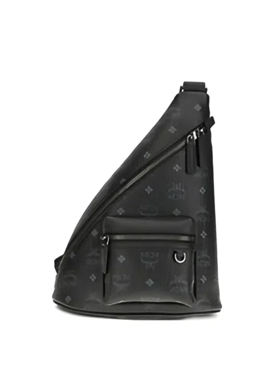 Mcm Aren Sling Printed Canvas Backpack In Black