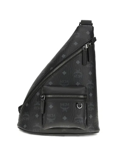 Mcm Aren Sling Printed Canvas Backpack In Black