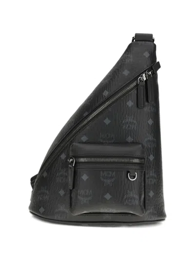 Mcm Aren Sling Printed Canvas Backpack In Black