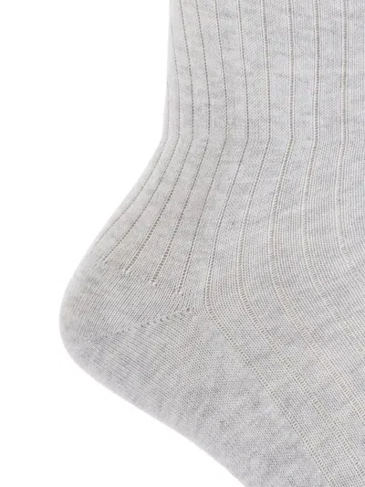 Eleventy Ribbed-knit Socks In White