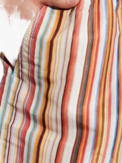 Paul Smith Straight-leg Mid-length Striped Recycled Swim Shorts In Multi