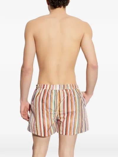 Paul Smith Straight-leg Mid-length Striped Recycled Swim Shorts In Multi