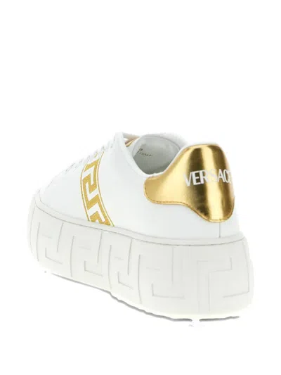 Versace La Greca Embroidered Platform Sneakers In Multi