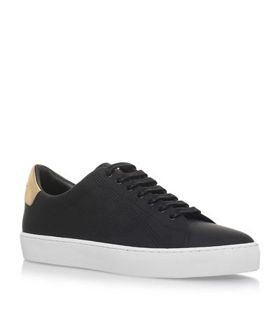 Shop Burberry Perforated Leather Sneakers
