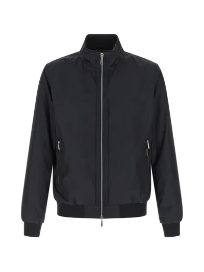 Moorer Manetti Polyester Jacket High Collar In Blue