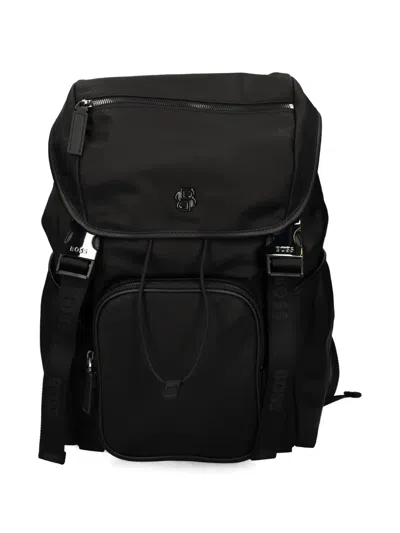 Hugo Boss Drawstring Zip Backpack In Black
