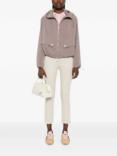 Emporio Armani Full-zip Nylon Blouson With Hood In Gray