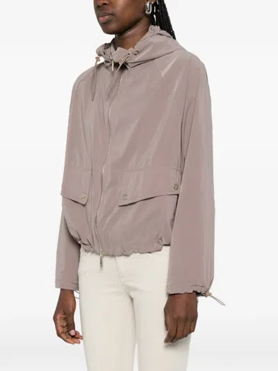 Emporio Armani Full-zip Nylon Blouson With Hood In Gray
