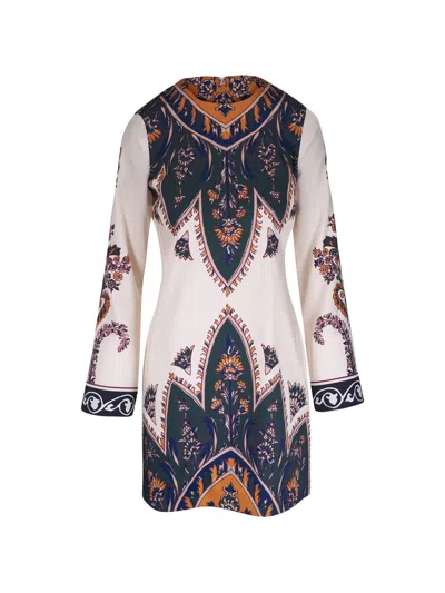 Veronica Beard Cromwell Printed Long-sleeve Mini Dress In Multi