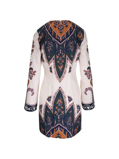 Veronica Beard Cromwell Printed Long-sleeve Mini Dress In Multi