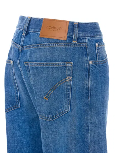 Dondup Five-pockets Patch-logo Jeans In Blue