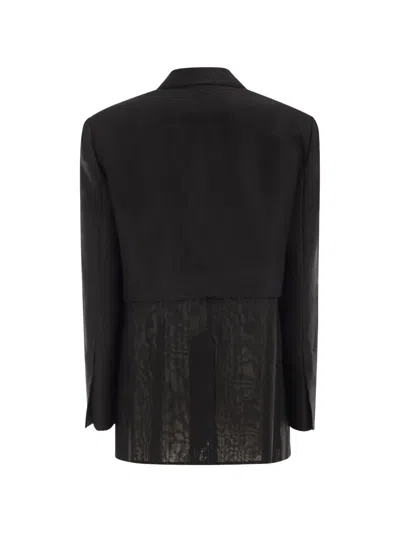 Brunello Cucinelli Transparent-insert Single-breasted Blazer In Blue
