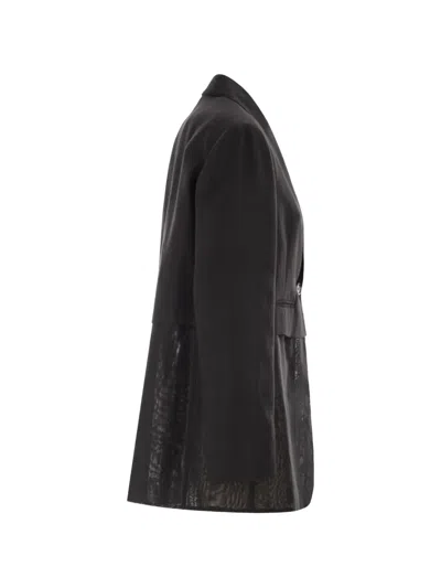 Brunello Cucinelli Transparent-insert Single-breasted Blazer In Blue