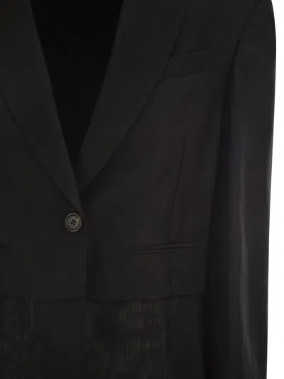 Brunello Cucinelli Transparent-insert Single-breasted Blazer In Blue